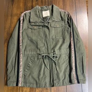 *NWT* Altar'd State Olive Military Jacket with Leopard Accents Size: XS